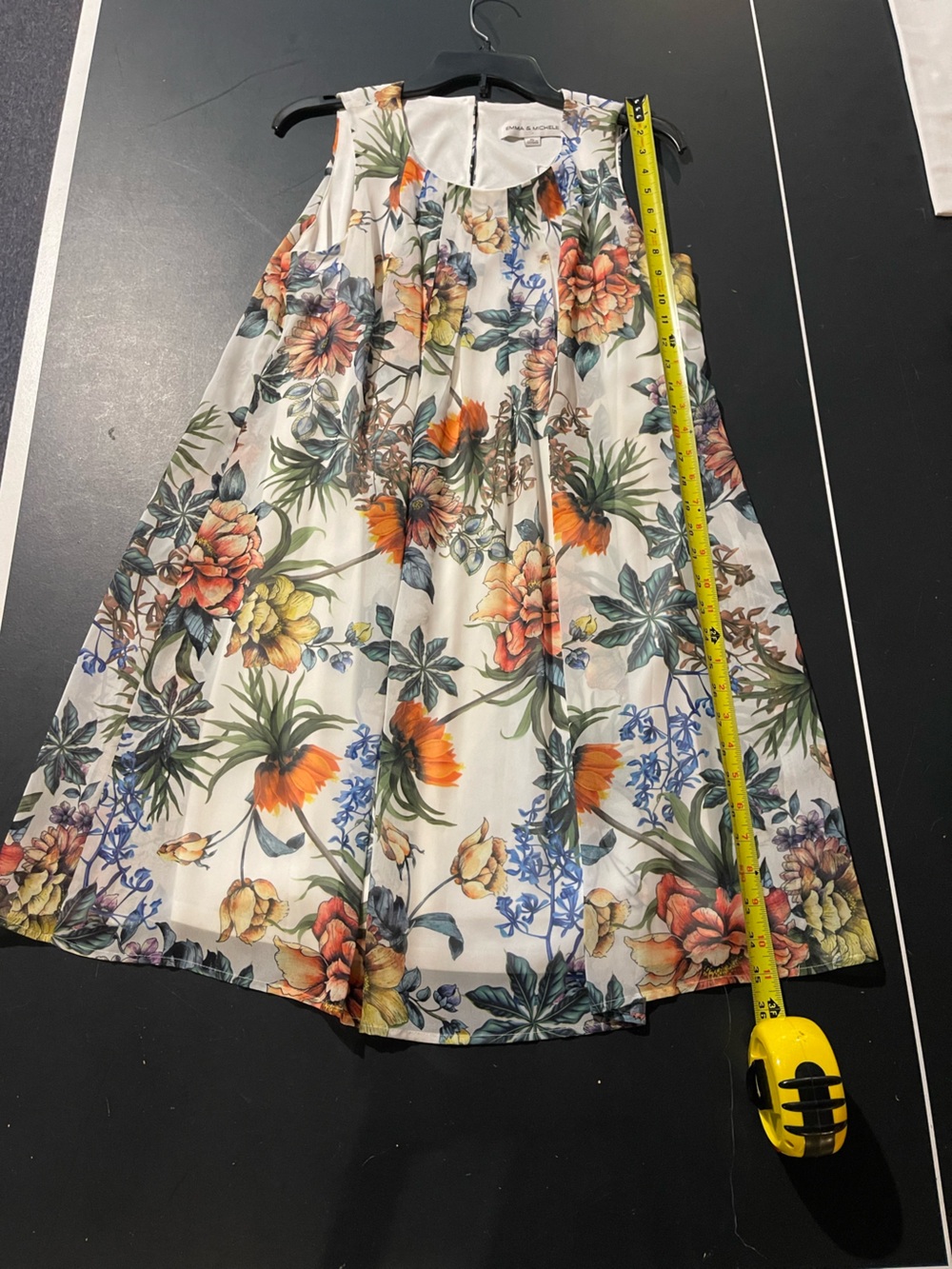 Emma & Michele Floral White Dress with Orange, Yellow & Green Accents